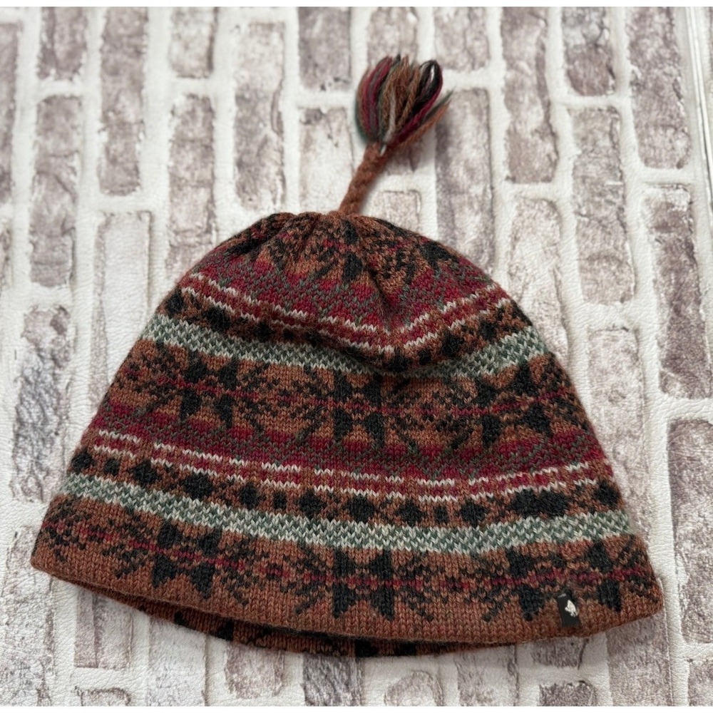 Turtle Fur Wool Fair Isle Beanie Hat Fleece Lined Wool Rayon Blend Vintage Aztec